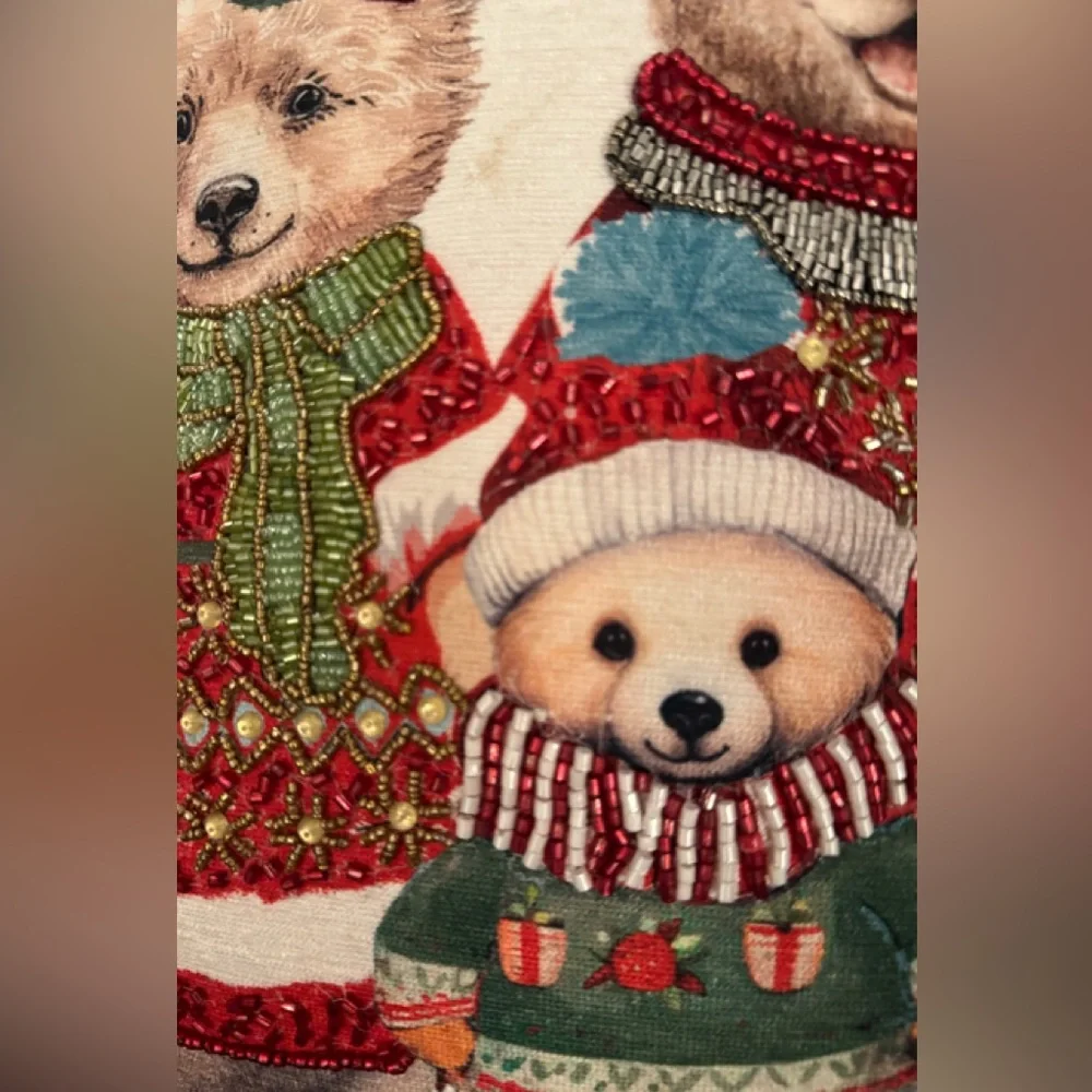 Sugarplum Dreams Bear Family Holiday Accent Pillow - Picture 3 of 4